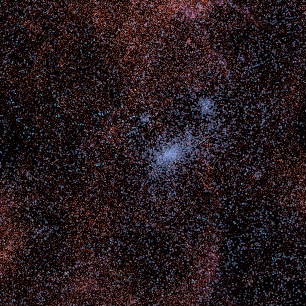 A young stellar association in the simulated galaxy